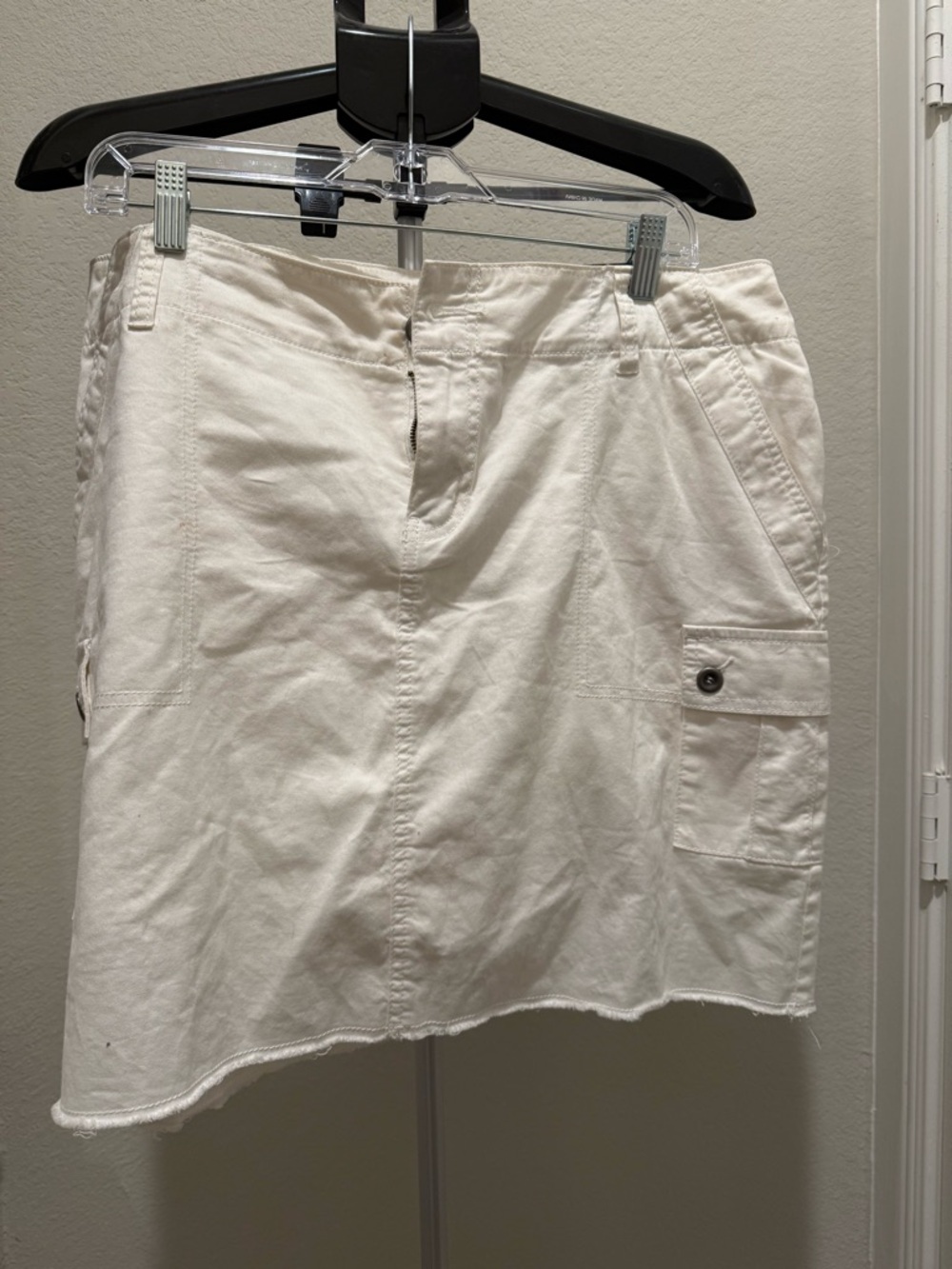 Lane Bryant White Cotton Cargo Skirt